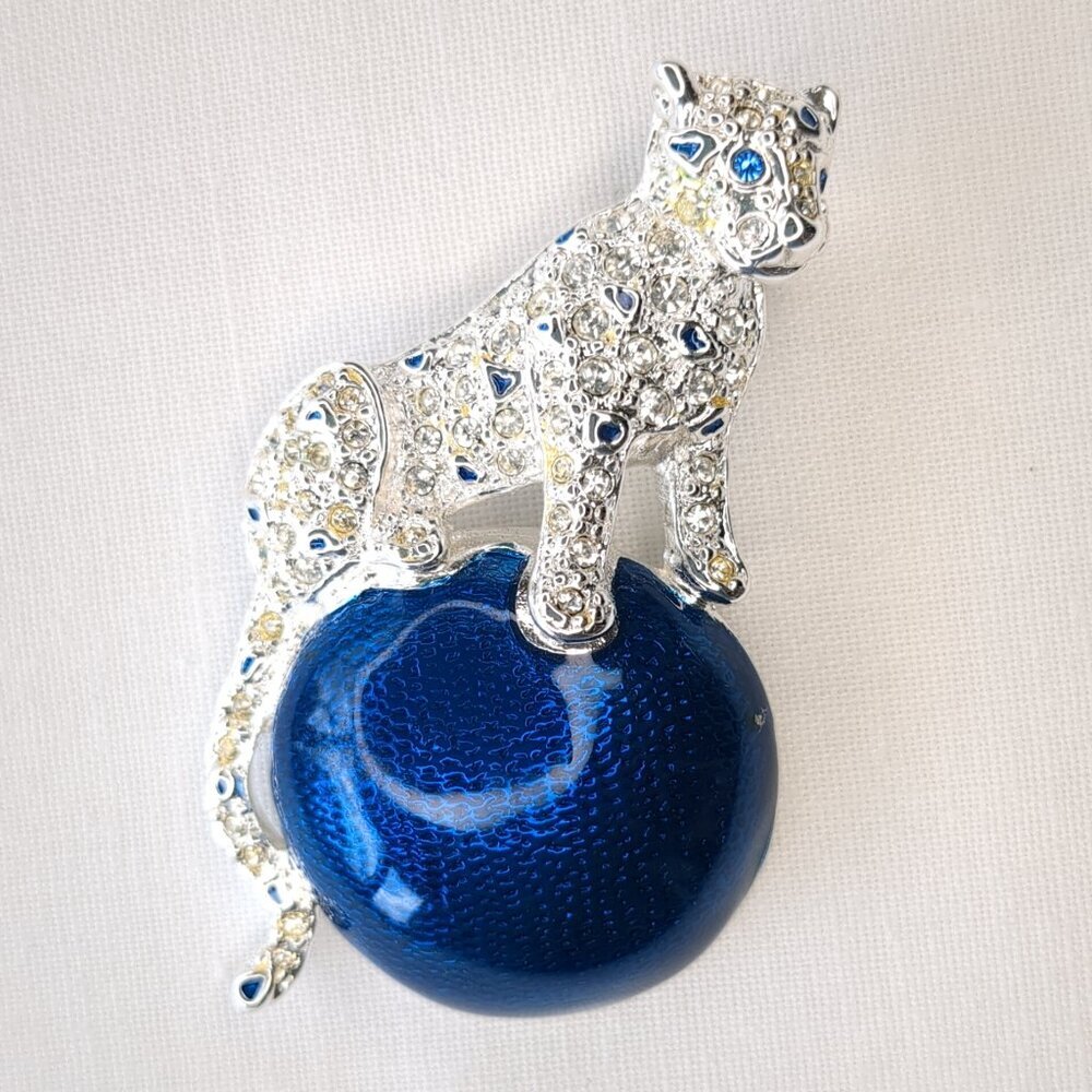 Napier Panther and Ball Rhinestone Brooch